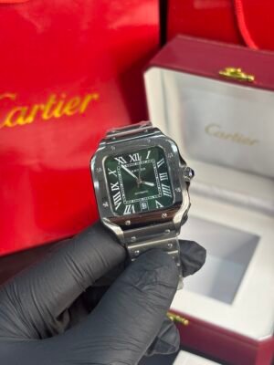 Cartier De Santos Olive Green Dial Stainless steel