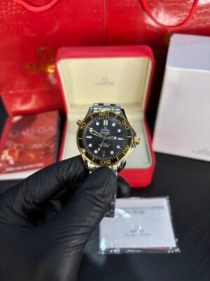 Omega Seamaster Diver 300M Two Tone Yellow Gold Black Dial