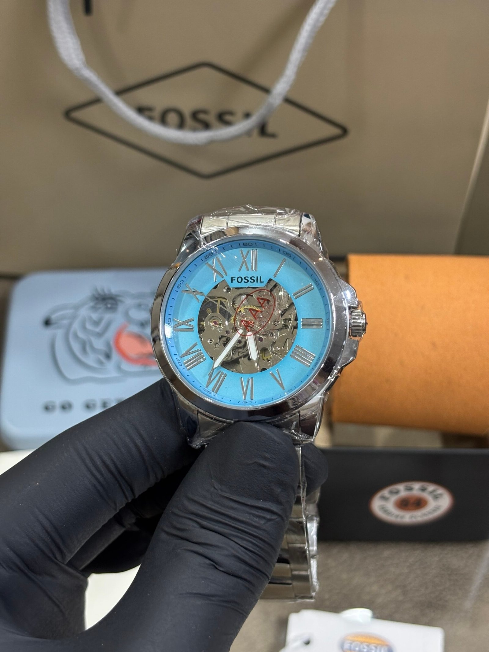 Fossil Automatic metal strap Sky Blue Dial - Image 3