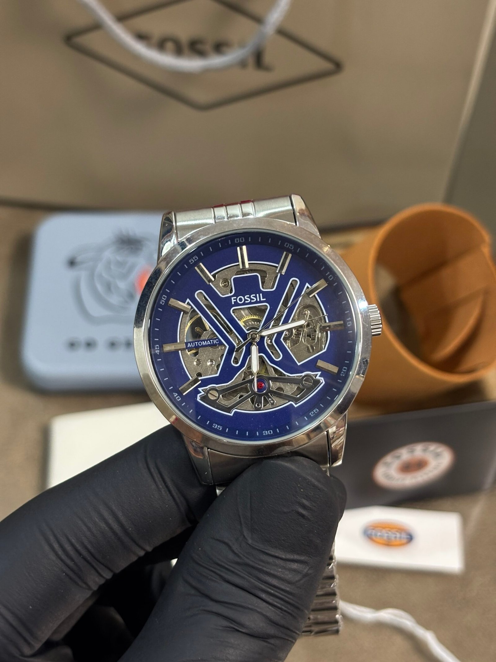 Fossil Tourbillon Automatic Silver-Blue Dial - Image 3