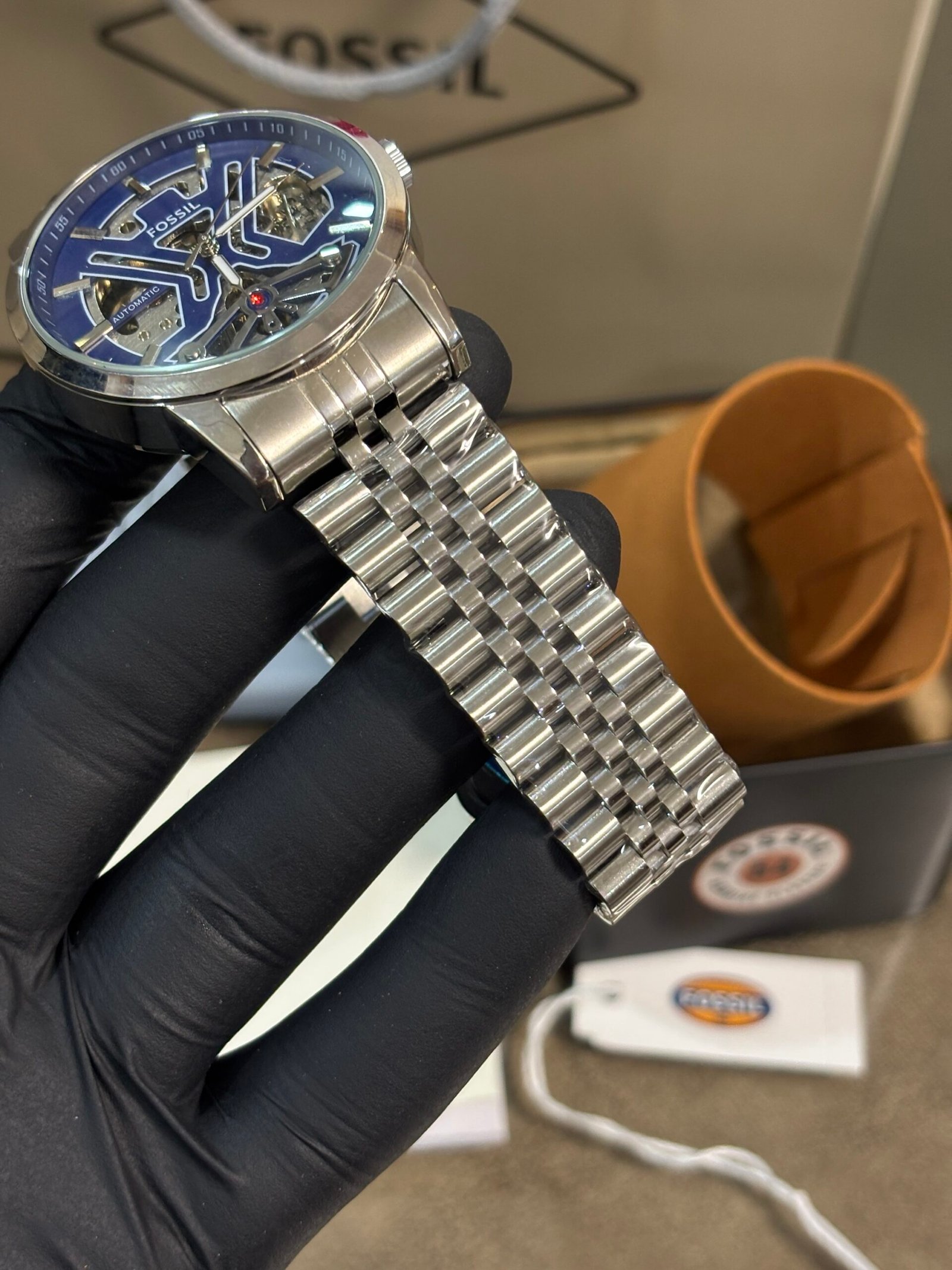 Fossil Tourbillon Automatic Silver-Blue Dial - Image 5