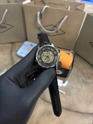 Fossil Townsman Automatic leather Black-Silver