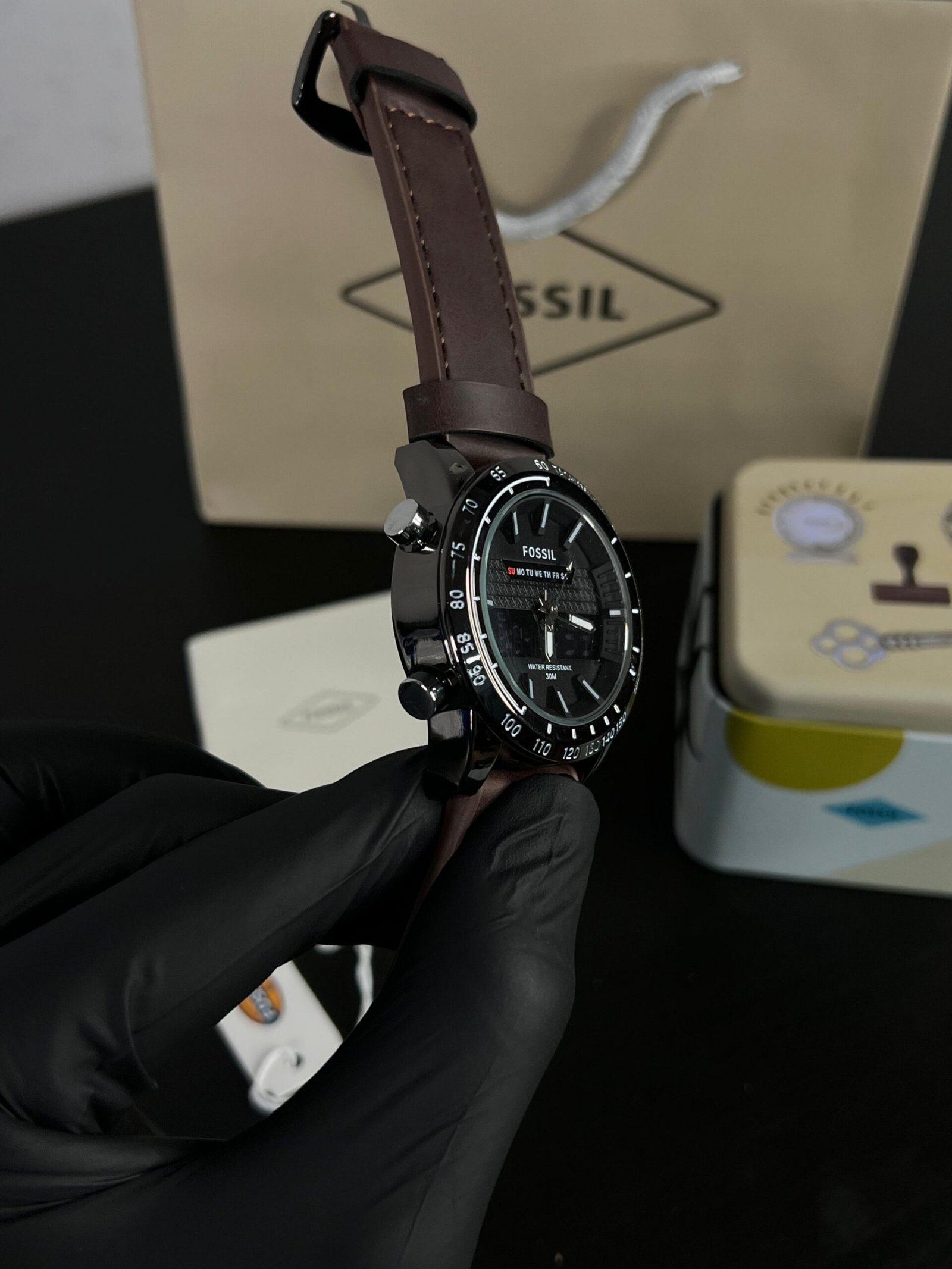 Fossil digital dual time BROWN- BLACK DIAL - Image 2