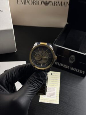 Armani Exchange Gunmetal Automatic Two Tone Gold Black Dial