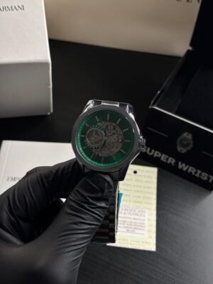 Armani Exchange Gunmetal Automatic Silver Green Dial