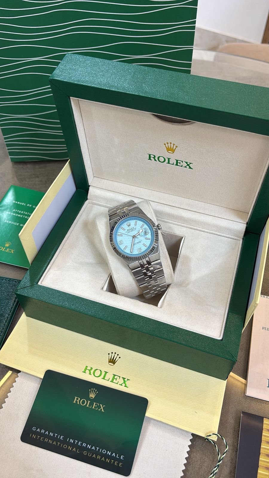 ROLEX OYESTER PERPETUAL LAND DWELLER SILVER SKY BLUE DIAL - Image 2