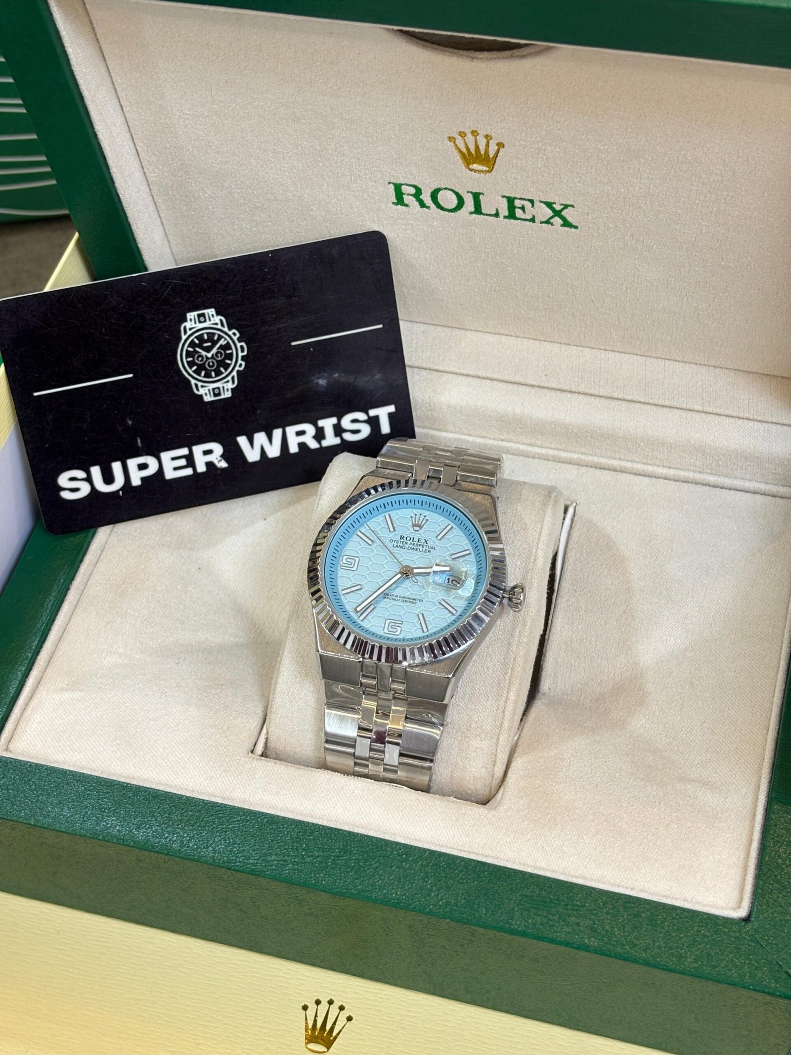 ROLEX OYESTER PERPETUAL LAND DWELLER SILVER SKY BLUE DIAL - Image 3