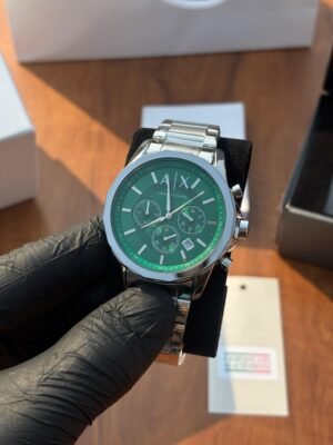ARMANI EXCHANGE GUNMETAL SILVER-GREEN DIAL