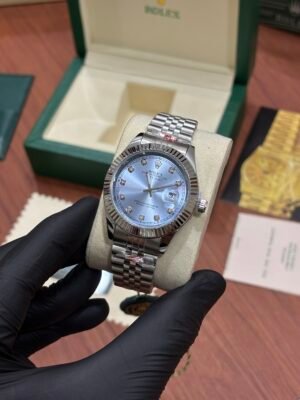 ROLEX OYSTER PERPETUAL DATE JUST SILVER BLUE DIAL