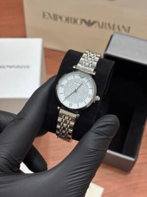 EMPORIO ARMANI DIAMOND SILVER WHITE DIAL