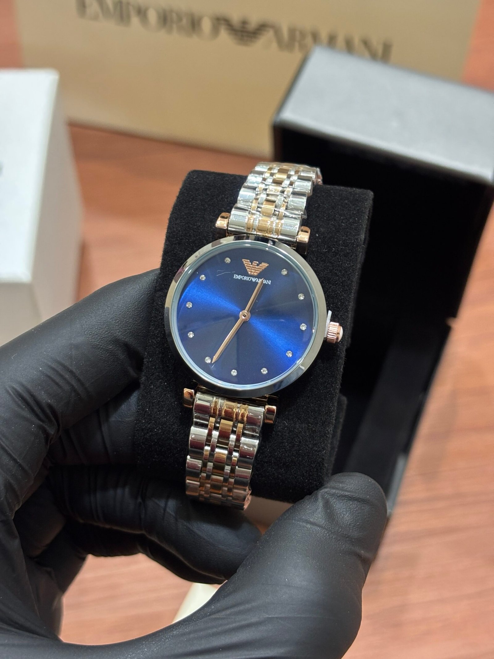 EMPORIO ARMANI CLASSIC TWO TONE BLUE DIAL